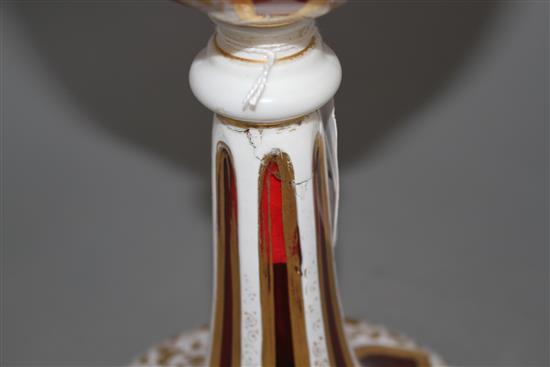 A 19th century Bohemian overlaid ruby glass goblet vase, height 32cm